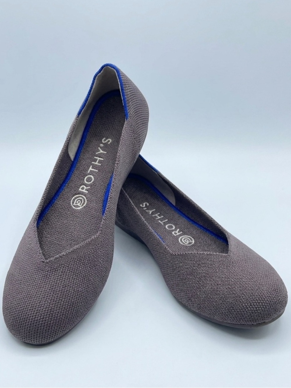 Rothy's Women's Pointed Flat in Brown with Blue Trim